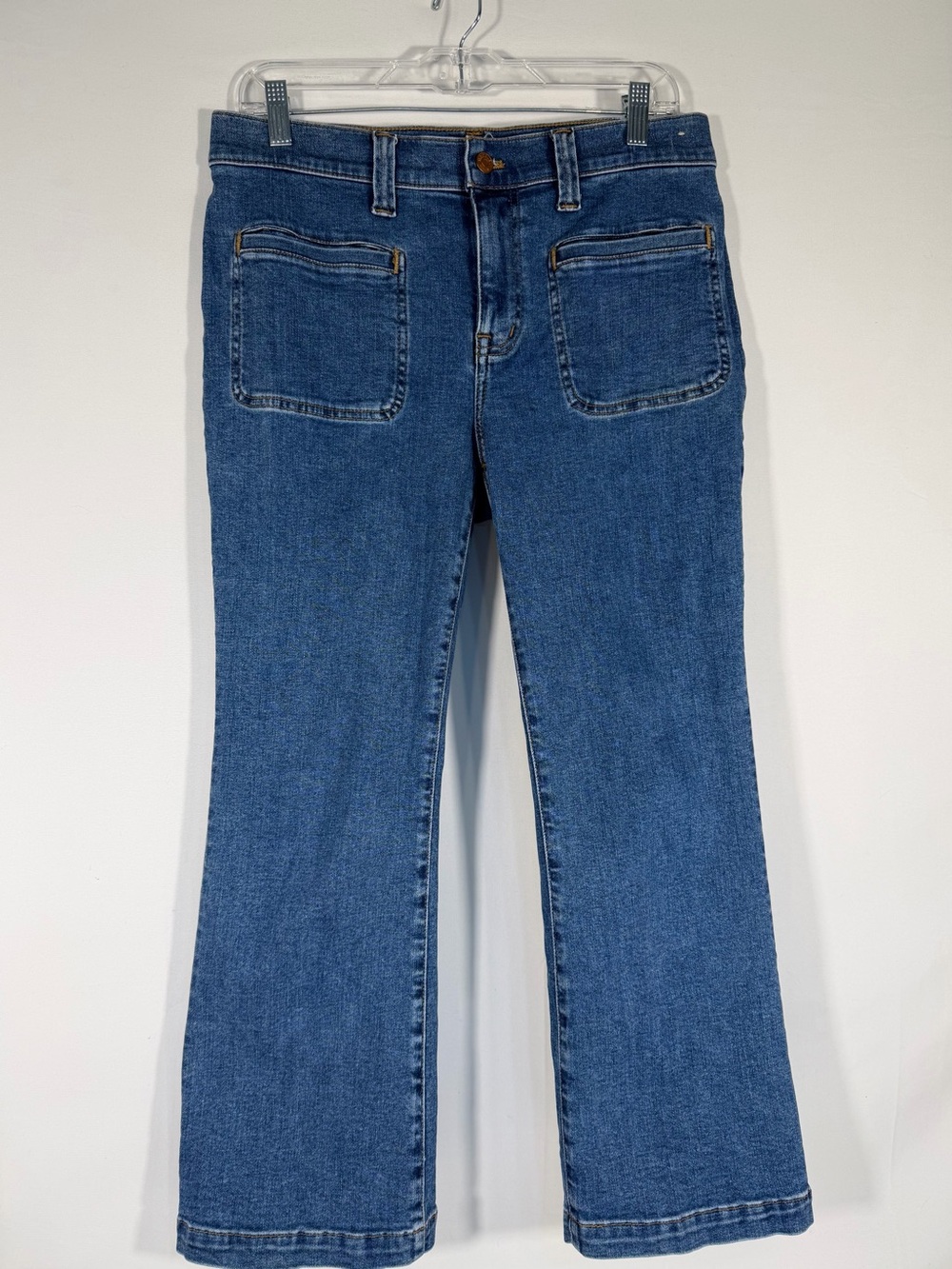 Madewell Mid-Rise Kick Out Jeans Patch Pocket Flare Blue 30P